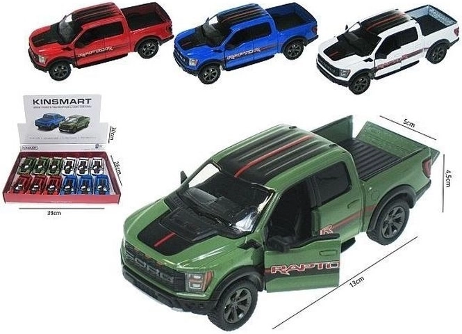 Coche Ford F-150 Raptor 2022 con pull-back (volante de inercia) y puertas que se abren