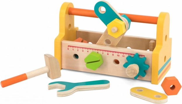 Caja de herramientas de madera para pequeños manitas