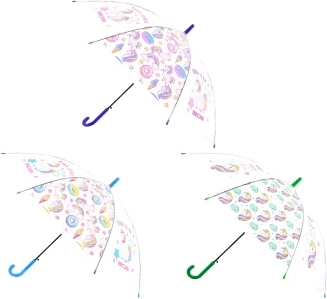 Paraguas transparente automático con unicornios