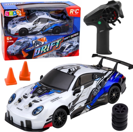 Coche RC de drift 1:24, 2.4 GHz, 4WD, LED – azul