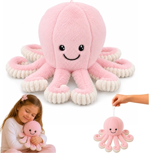 Pulpo de peluche – juguete de felpa rosa con tentáculos elásticos 30 cm