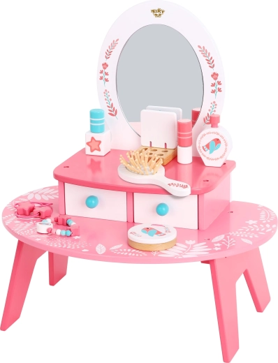Tocador de madera rosa con espejo TOOKY TOY