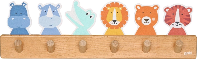 Perchero infantil de madera para abrigos amigos animales - 1 pieza