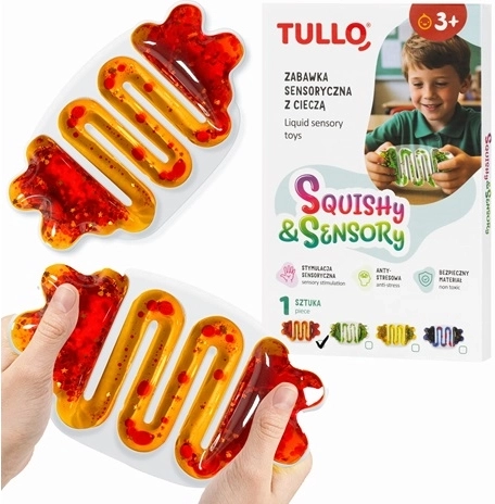 Pelota sensorial antiestrés con líquido y purpurina – naranja