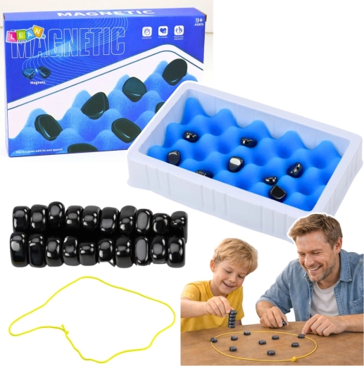 Juego de habilidad magnético con piedras, 40 piezas con tablero de juego