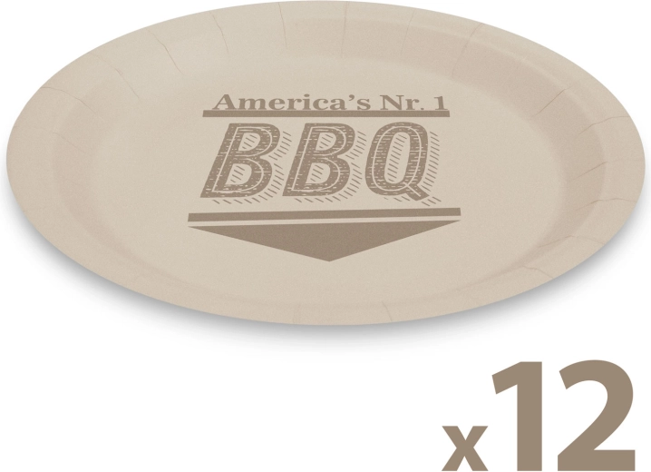 Platos de papel BBQ de 23 cm, 12 unidades