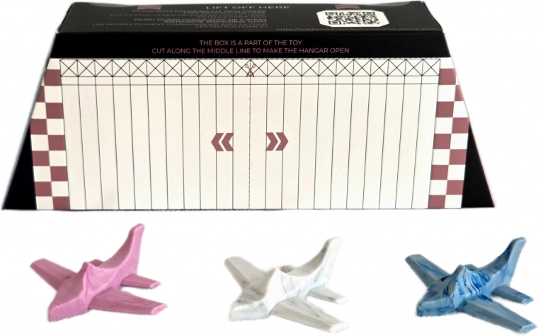 Toddleroad Hangár Marble – set de 3 aviones ergonómicos de silicona con caja funcional