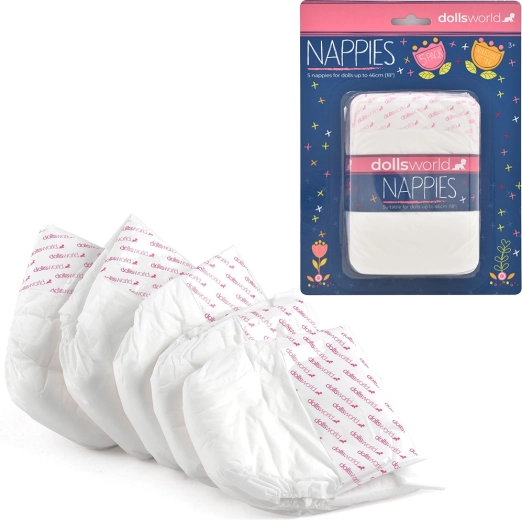 Pañales Dolls World para muñecas de 46 cm - 5 unidades