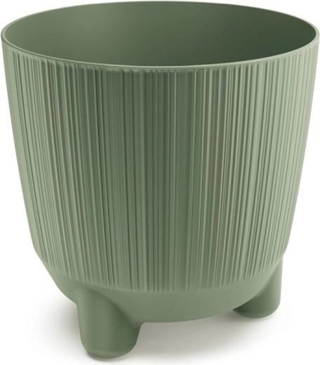 Maceta con patas, diámetro 19,5 cm, verde tierra
