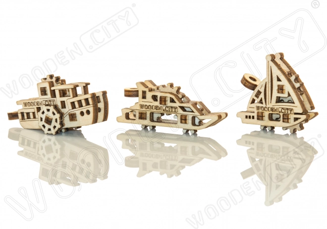 Puzzle 3D de madera mini set de barcos