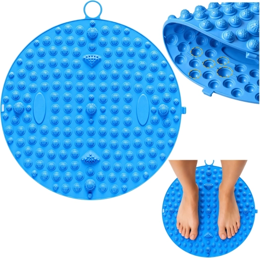 Alfombrilla redonda de masaje de acupresión para pies con salientes azul 33 cm - 1 pieza