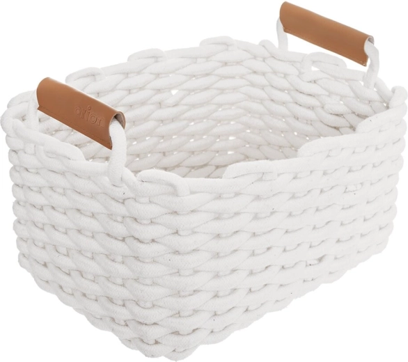 Cesta de almacenaje Skandi de algodón, blanca 30 × 23 × 20,5 cm