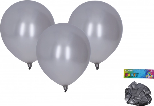 Globos inflables plateados metalizados 30 cm, set de 10 unidades