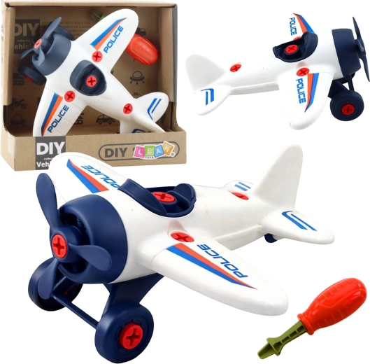 Avión policial creativo DIY para atornillar con destornillador