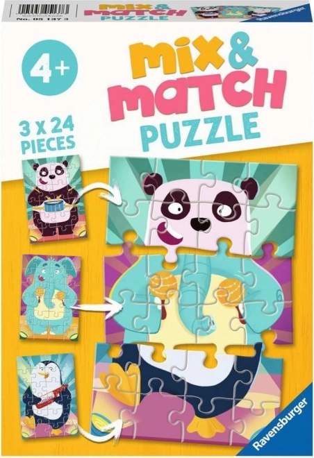 Ravensburger Mix & Match – animalitos divertidos, puzzle 3×24 piezas