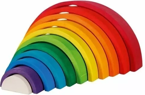 Goki arcoíris de madera de colores – juego de construcción apilable de 11 piezas