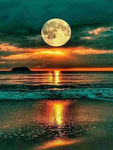 Norimpex pintura por números La luna llena sobre el océano 40 × 50 cm