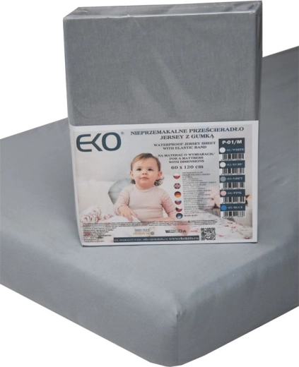 Sábana bajera impermeable EKO con elástico, jersey azul 120 × 60 cm