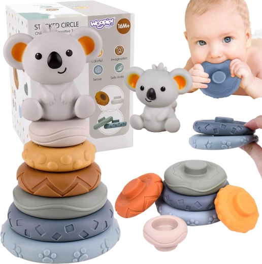 Pirámide educativa y mordedor Koala 2 en 1 Woopie Baby