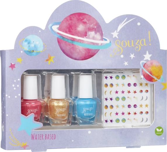 Souza! set infantil de esmaltes de uñas con pegatinas Galaxy