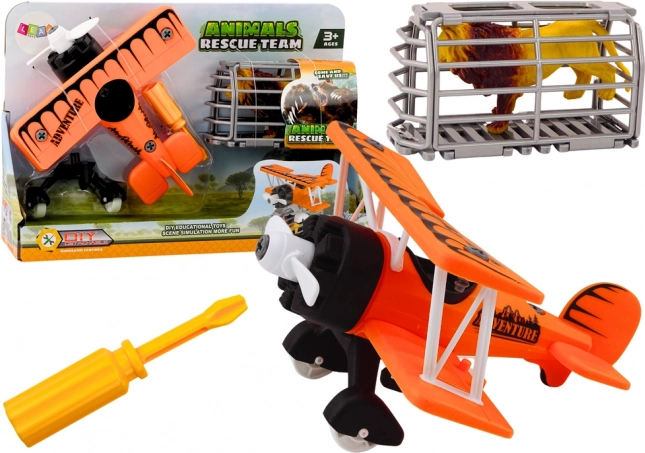 Avión desmontable para transporte de animales en color naranja