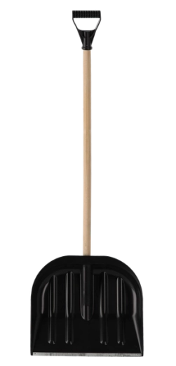Pala de nieve de plástico 45 cm con mango de madera y empuñadura en D