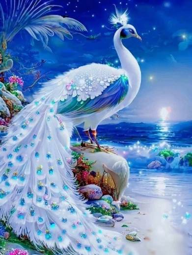 Norimpex Pintura por números Pavo real en la costa de zafiros 40 × 50 cm