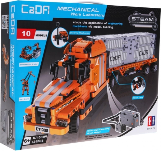 CaDA Mechanical Work Laboratory kit de construcción 10 en 1 – camión y maquinaria de construcción 634 piezas