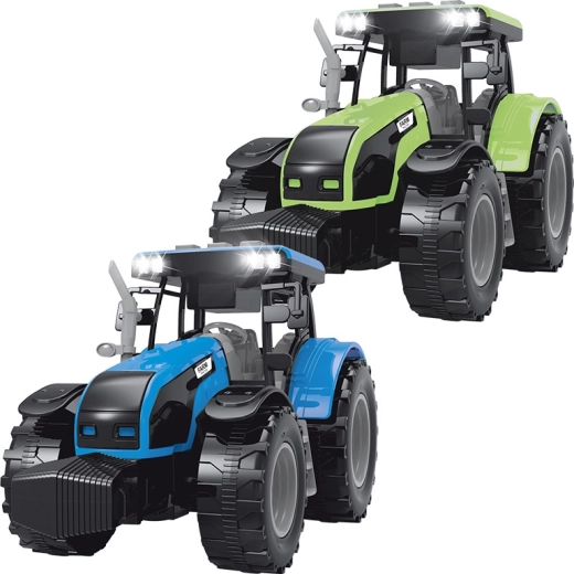FARM SERVICE tractor con sonidos y luces verde‑gris 1:32