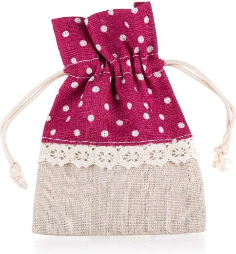 Saquito decorativo de algodón DOTS 10 × 13 cm, rojo