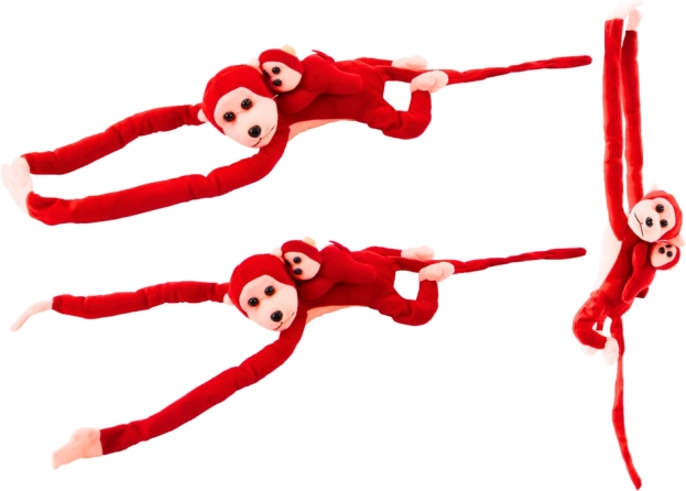 Monita de peluche con cría roja 90 cm