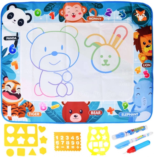 Alfombrilla infantil de dibujo con agua con plantillas