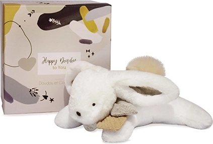 Set de regalo – conejito de peluche con pompón beige 25 cm