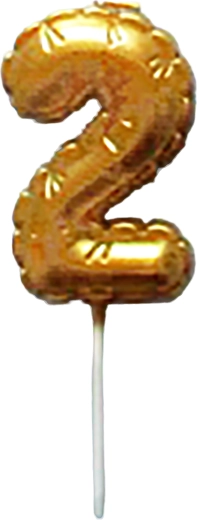 Vela para tarta número 2 dorada 6 cm