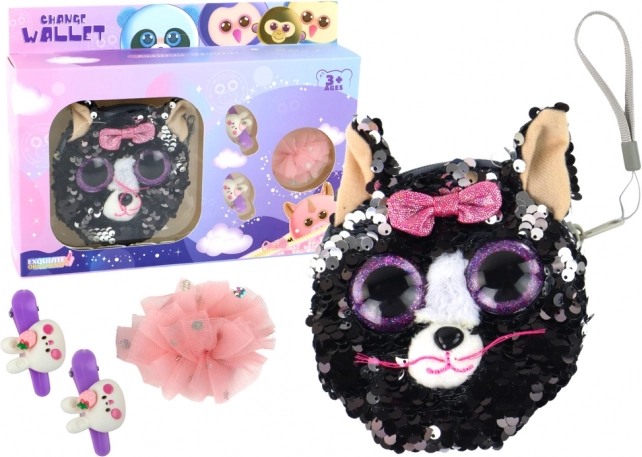 Set para niñas con horquillas y monedero Gatita