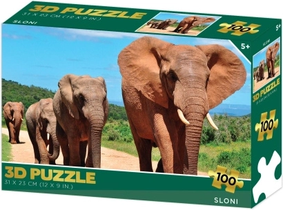 Puzle 3D – elefantes, 100 piezas