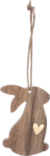 Conejo de madera colgante marrón 10 cm