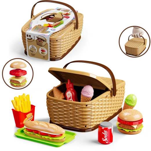 Cesta de picnic infantil con set de hamburguesas