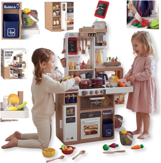 Cocina infantil TinyMini beige con 104 accesorios y efectos