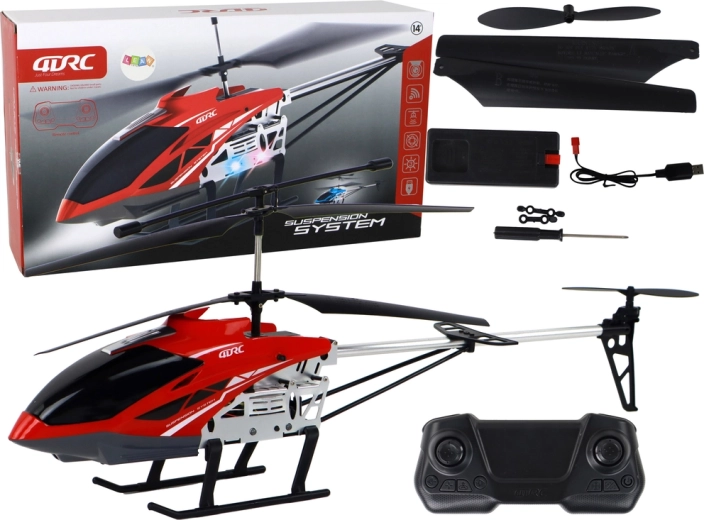 Helicóptero RC 70 cm rojo con estabilización y LED