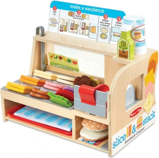 Mostrador de sándwiches de madera para niños