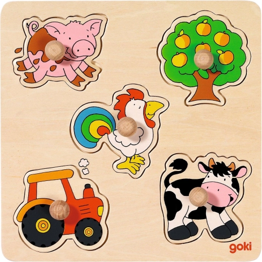 Puzzle de madera encajable en tablero – campo