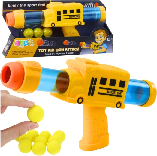 Pistolita para bolitas de espuma autobús escolar amarillo, 6 uds