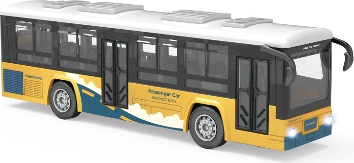 Autobús amarillo con efectos de luz y sonido