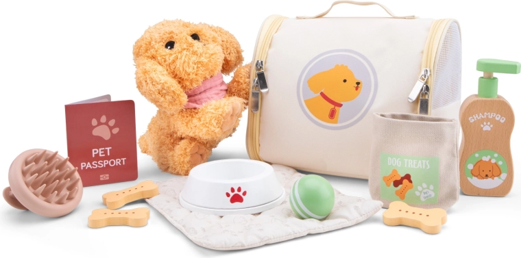 Set infantil de cuidados para un perrito de peluche