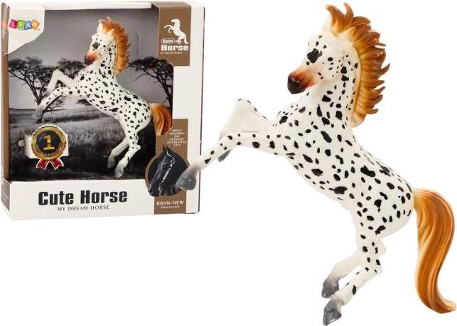 Figura de caballo blanco con manchas – caballo de pie para el establo y la granja