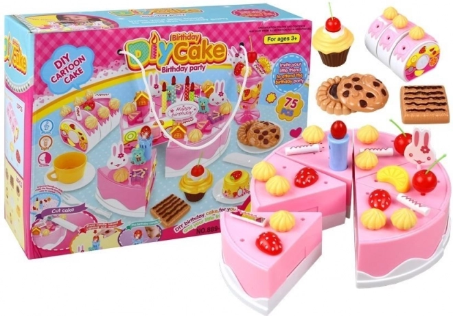 Tarta de cumpleaños infantil para cortar – set creativo de postres 75 piezas