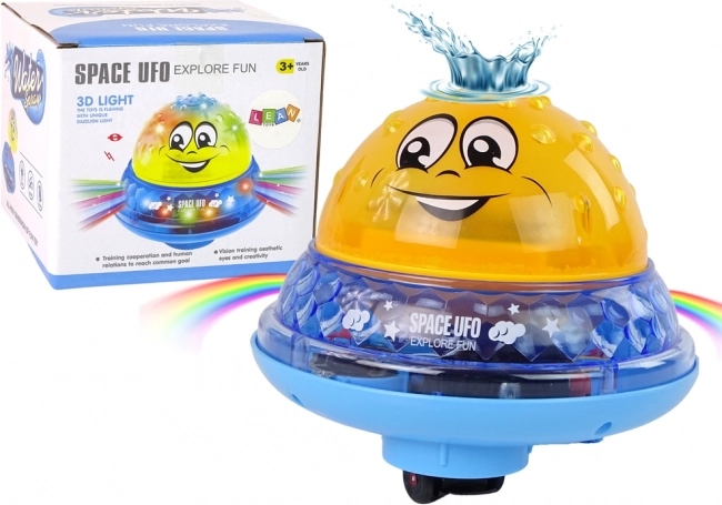 Pelota UFO amarilla alegre con luces y música para el baño