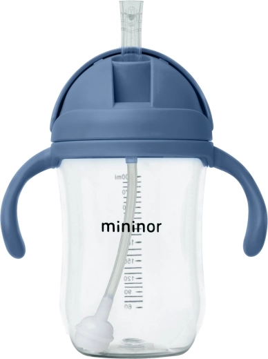 Biberón infantil Mininor con pajita de tritán 330 ml Blue Whale