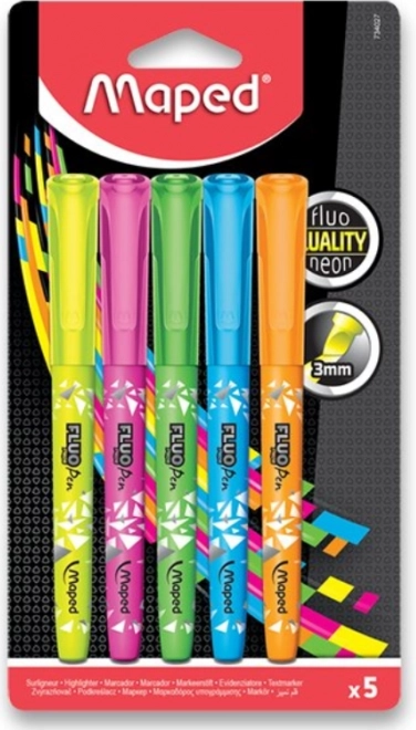 Subrayadores MAPED Fluo Peps, set de 5 colores